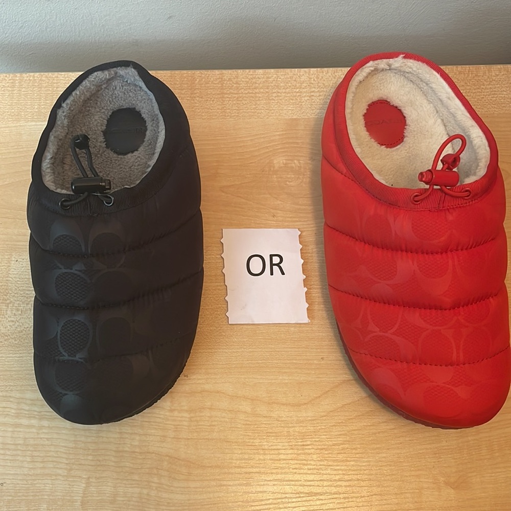 Coach Rachelle Monogram Quilted Nylon Drawstring Toggle-Slippers- 2 Colors - New - Picture 1 of 13